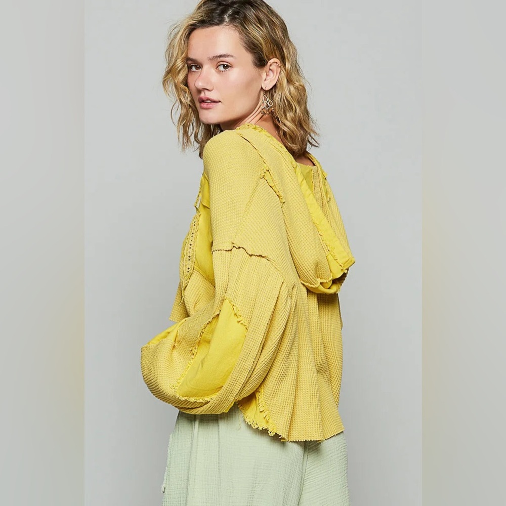 🍓 POL “ Whimsical Waffleknit “ Hoodie | Yellow - Picture 4 of 4